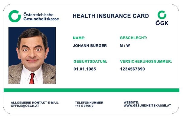Austria OGK health insurance card template in PSD format