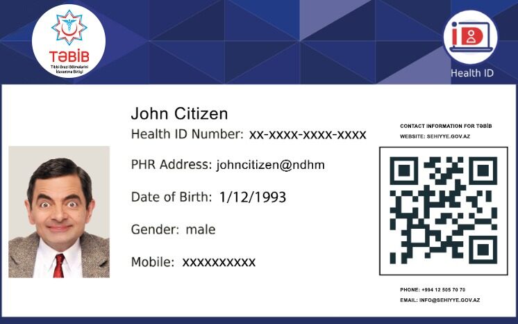 Azerbaijan Tebib health card template in PSD format