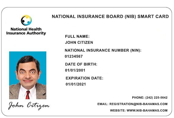 Bahamas NIB health insurance card template in PSD format