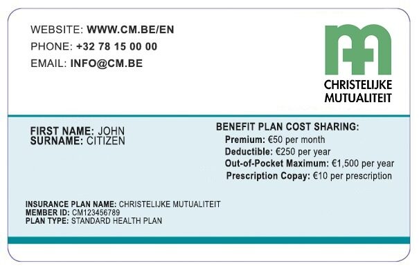 Belgium health insurance card template in PSD format