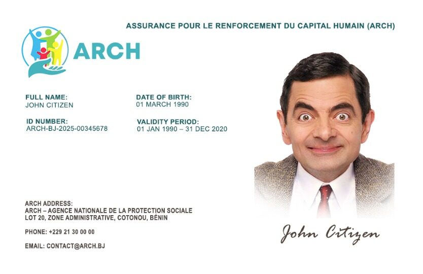 Benin health insurance card template in PSD format