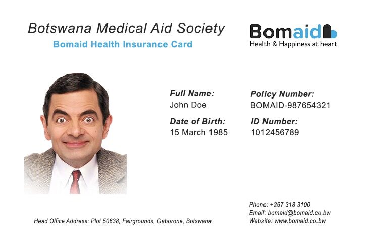 Botswana health insurance card template in PSD format