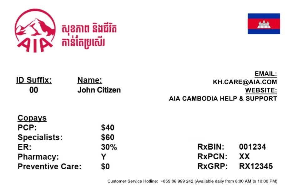 Cambodia health insurance card template in PSD format
