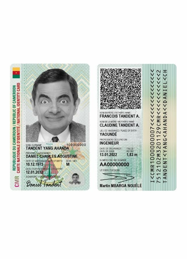 Cameroon ID card PSD template, 2022-present