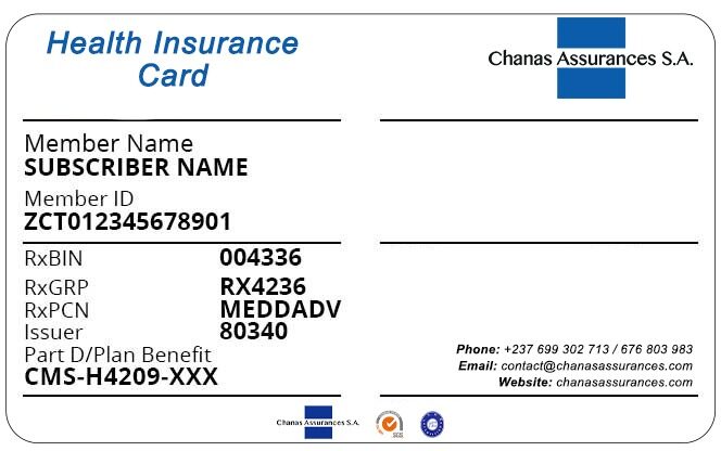 Cameroon health insurance card template in PSD format