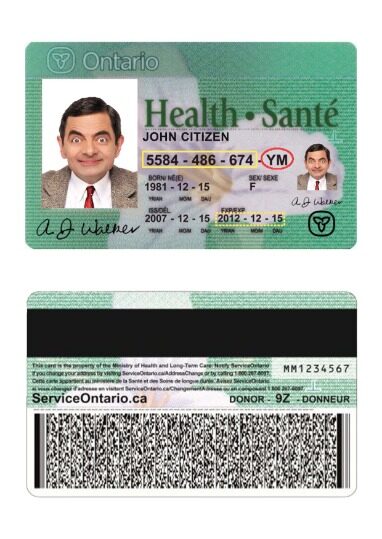 Canada Ontario health insurance card template in PSD format