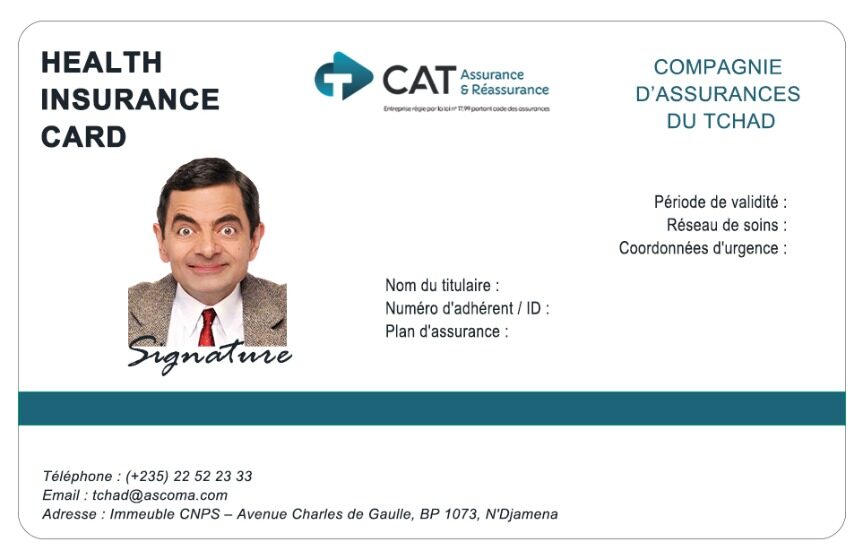 Chad health insurance card template in PSD format