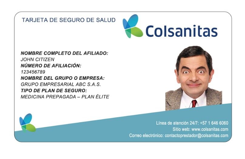 Colombia health insurance card template in PSD format