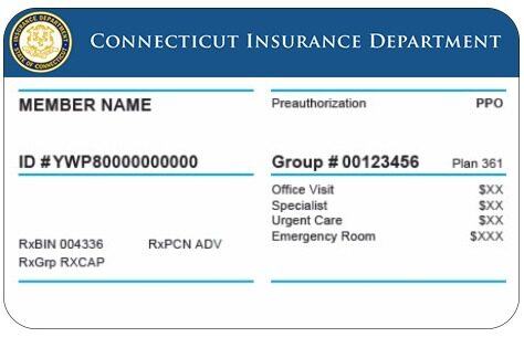 Connecticut health insurance card template in PSD format