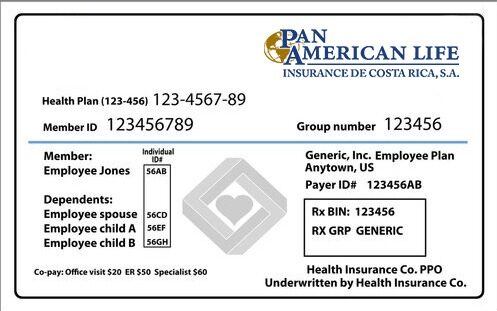 Costa Rica health insurance card template in PSD format
