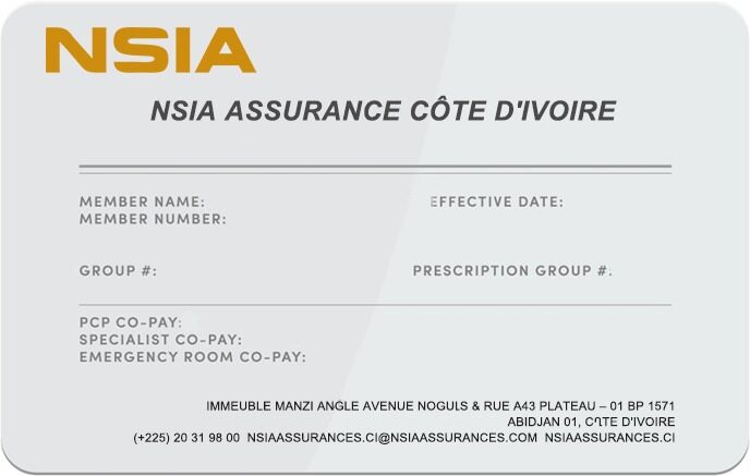 Côte d'Ivoire health insurance card template in PSD format