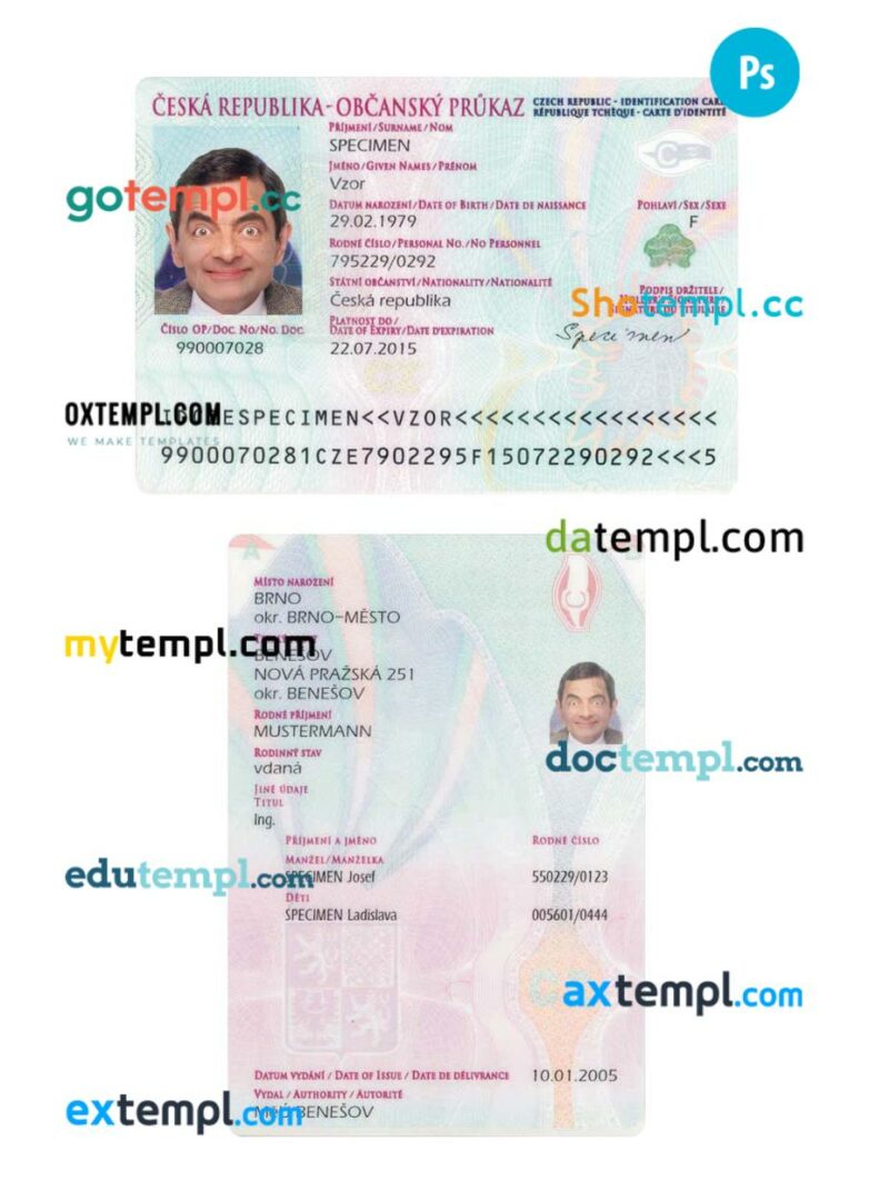 Czech Identification card PSD template