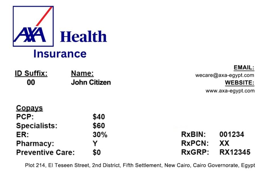 Egypt health insurance card template in PSD format