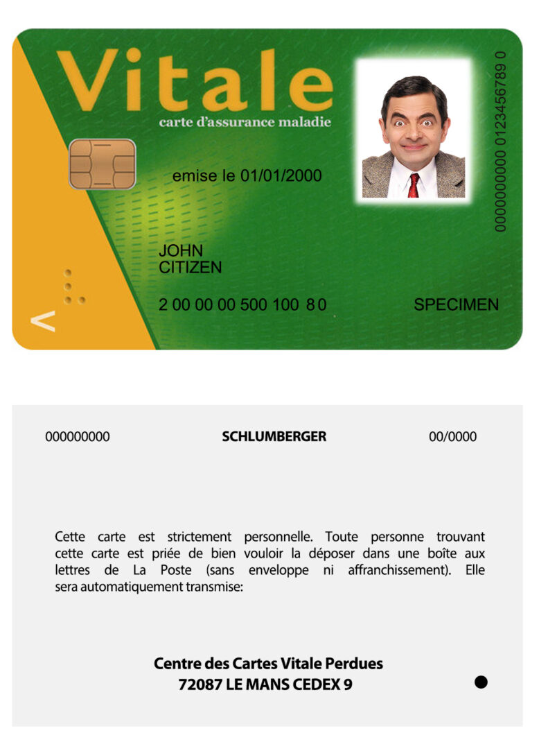 France vital card template in PSD format