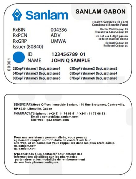 Gabon health insurance card template in PSD format