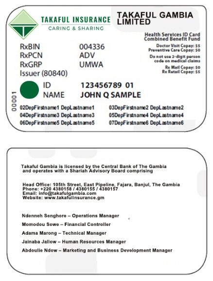 Gambia health insurance card template in PSD format