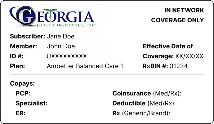 Georgia health insurance ID card template in PSD format