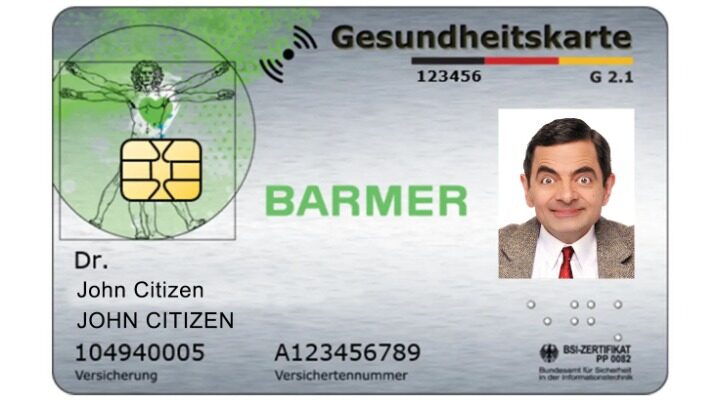 Germany Barmer health insurance company health insurance card template in PSD format