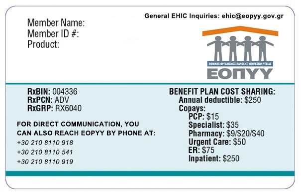 Greece health insurance card template in PSD format