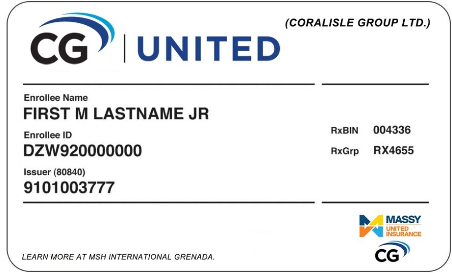 Grenada health insurance card template in PSD format