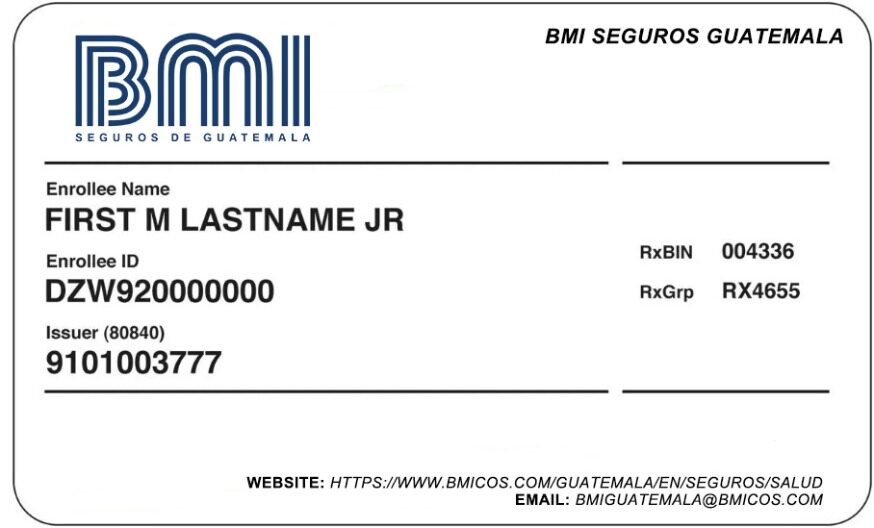 Guatemala health insurance card template in PSD format