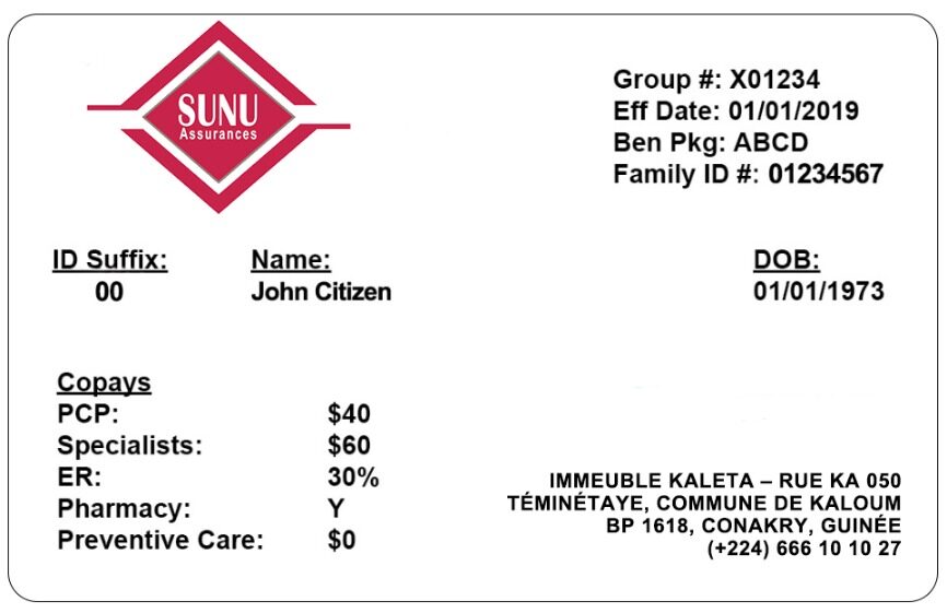 Guinea health insurance card template in PSD format