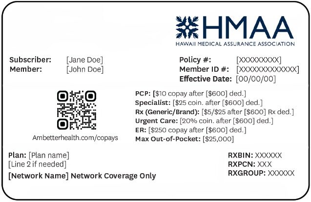 Hawaii health insurance ID card template in PSD format