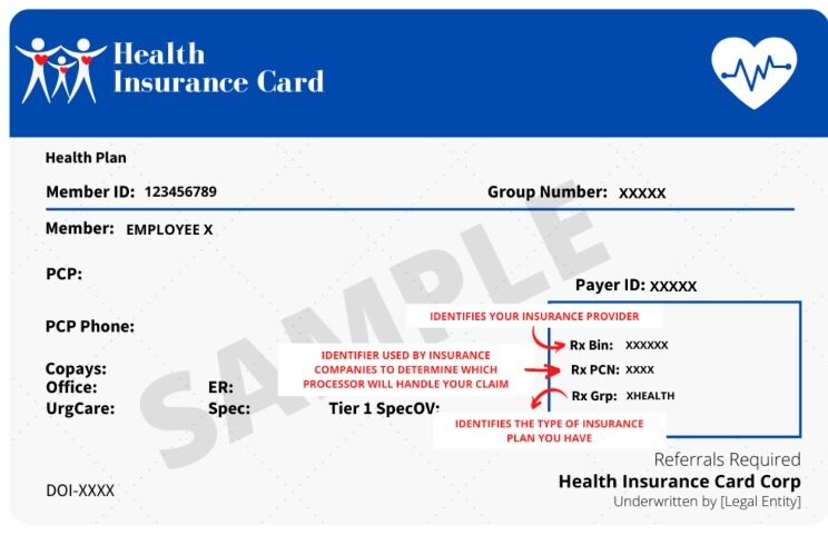 Health insurance card template in PSD format