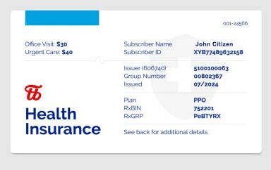 Health insurance company health insurance card template in PSD format