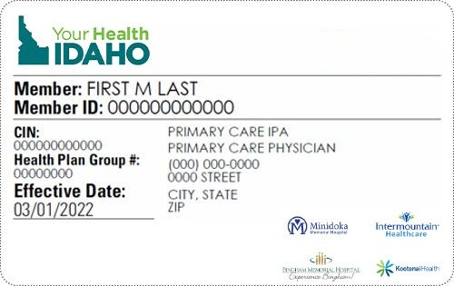 Idaho health insurance card template in PSD format