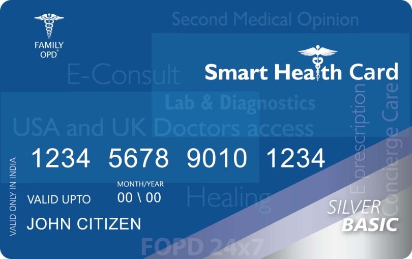 India Family OPD smart health card template in PSD format