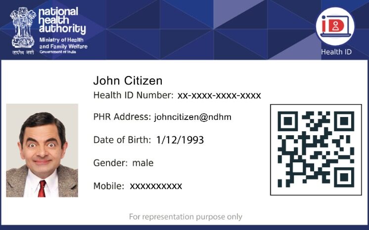 India National health authority health ID card template in PSD format
