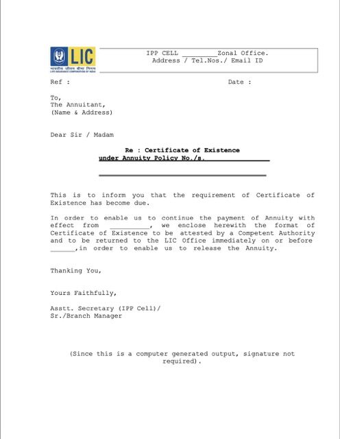 India certificate of existence Word and PDF template