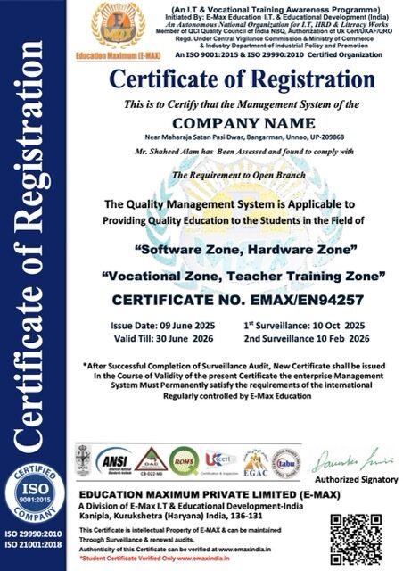 India certificate of registration Word and PDF template, version 2