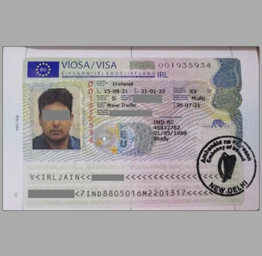 Ireland visa template in PSD format