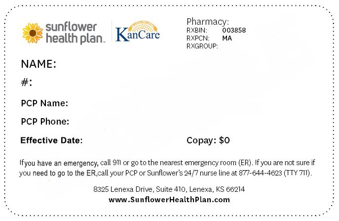 Kansas health insurance card template in PSD format