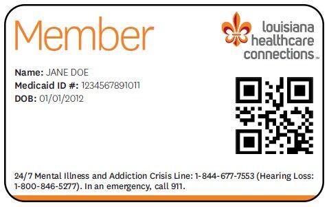 Louisiana health insurance card template in PSD format