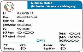 Madagascar health insurance card template in PSD format