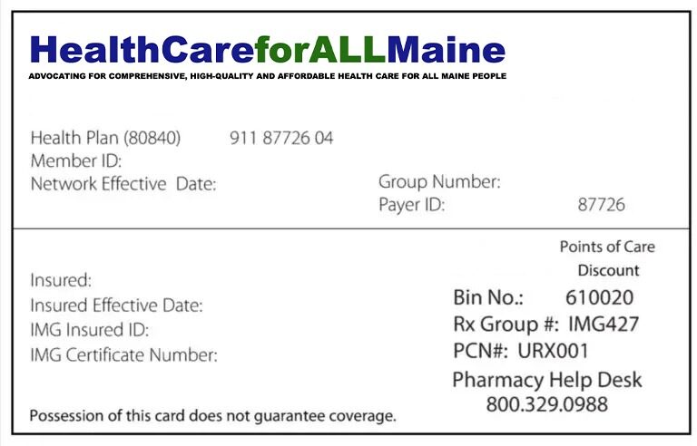Maine health insurance card template in PSD format