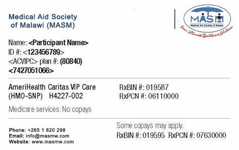 Malawi health insurance card template in PSD format