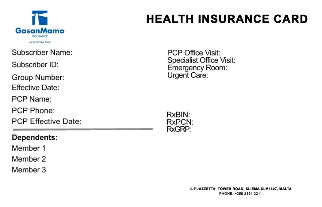 Malta health insurance card template in PSD format