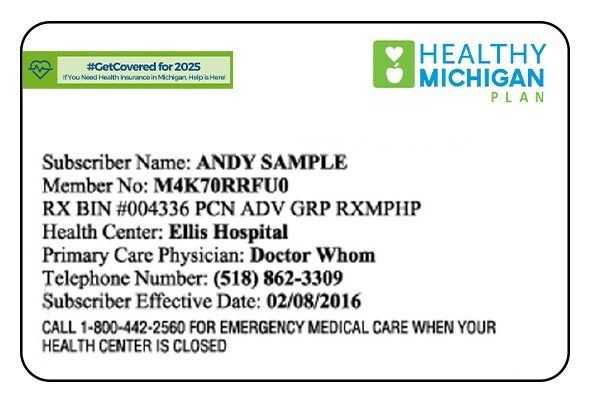 Michigan health insurance card template in PSD format
