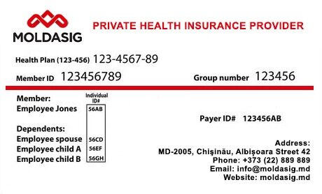 Moldova health insurance card template in PSD format
