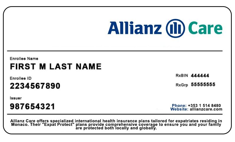 Monaco health insurance card template in PSD format