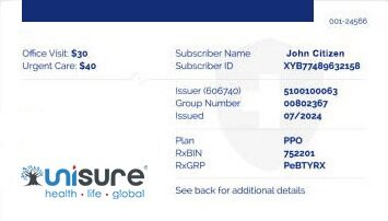 Mozambique health insurance card template in PSD format