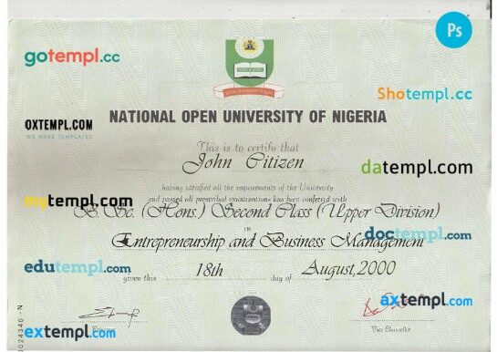 National Open University of Nigeria template in PSD format