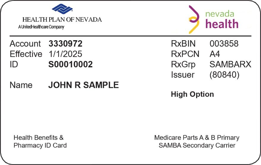 Nevada health insurance card template in PSD format