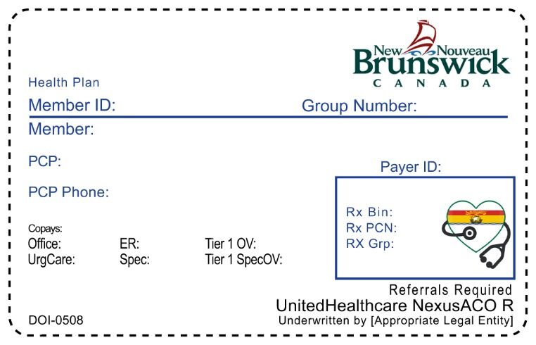 New Brunswick health insurance card template in PSD format