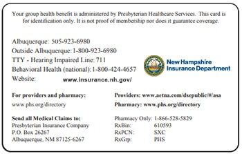 New Hampshire health insurance card template in PSD format
