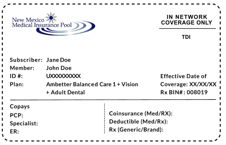 New Mexico health insurance card template in PSD format